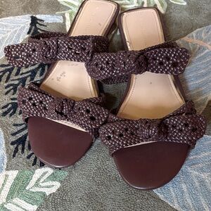 White House Black Market Woven Double-Strap Slide Sandals - Dark Brown